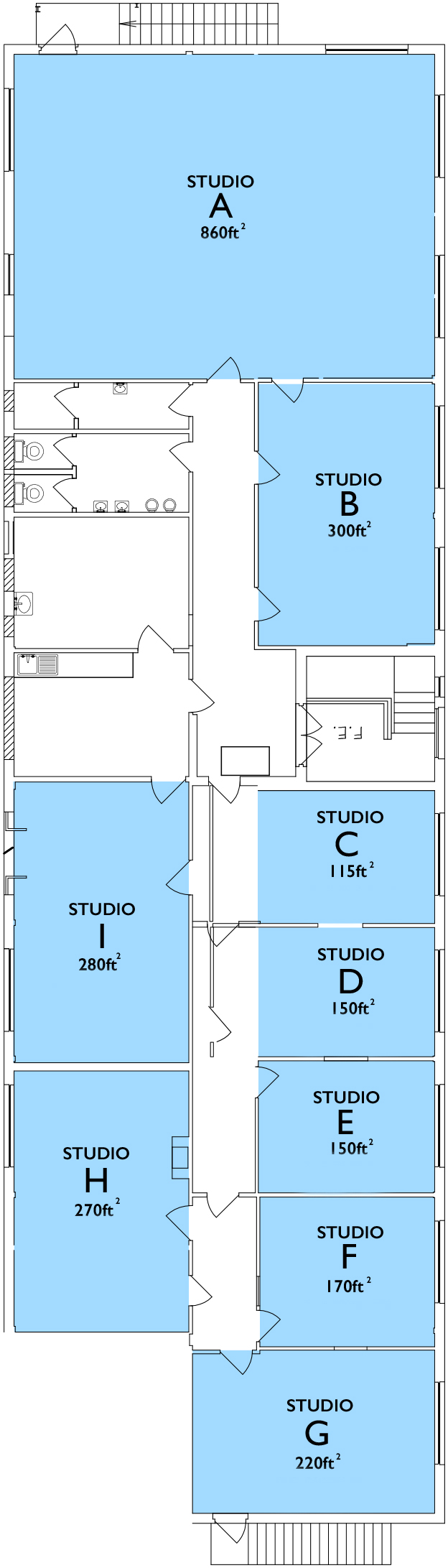 Studio plan at Worton Hall Studios